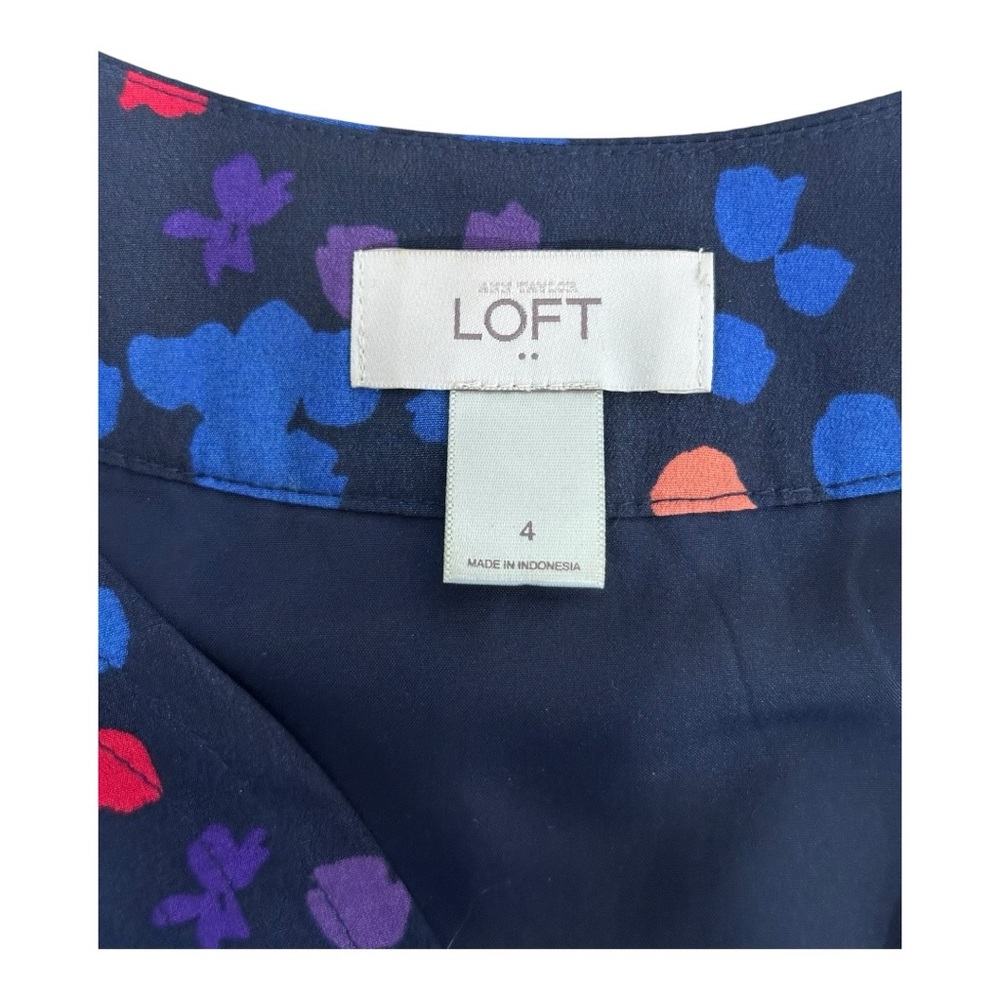 LOFT Blue Multicolor Dress A line size 4 - Picture 5 of 7